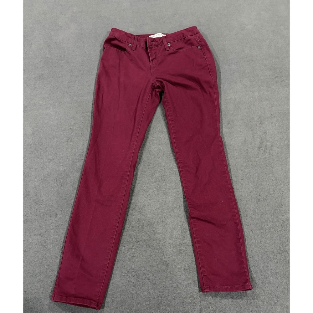 No Boundaries Skinny Jeans Womens 5 Red Denim Cotton Stretch Low Rise Casual